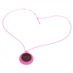 Amanda49 Chic Round Mirror Digital LED Watch Pocket Watch with a Crown - Hot Pink