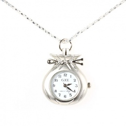 Amanda49 Interesting Purse Shaped Pocket Watch with Chain Belt (Silver)