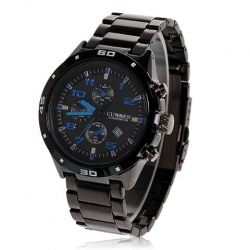 Amanda49 Fashion Waterproof Chronometer Watch w/ Calendar and Blue Hour Marks