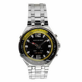 Amanda49 Stylish 2 Arabic Numeral Hour Marks Watch with Alarm (Silver)