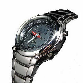 Amanda49 Comfortable Electronic Dual Time Stainless Steel BandWatch with Alarm and Stopwatch