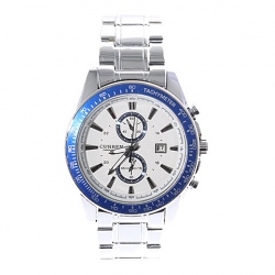 Amanda49 Generous Leisure Time Waterproof Wrist Watch for Man (Silver and White)
