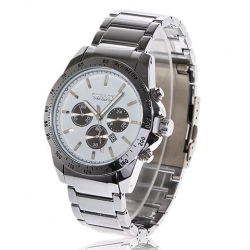 Amanda49 Fashion Waterproof Chronometer Watch w/ Date and 12 Strips Hour Marks - Silver