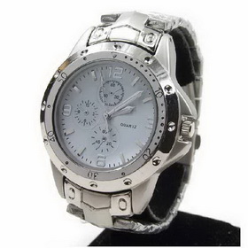 Amanda49 Man's Stainless Steel Band and Case Quartz Wristwatch Watch - White