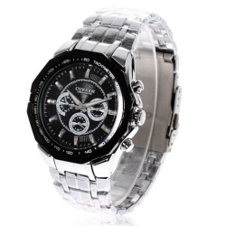 Amanda49 Man's Stainless Steel Band and Case Quartz Wristwatch Watch - Black