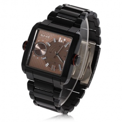 Amanda49 Charming Stainless Steel Watchband Watch with 2 Arabic Numerals-Brown Dial