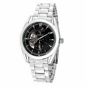 Amanda49 Stylish 3 Arabic Numeral Hour Marks Watch with Stopwatch (Black)