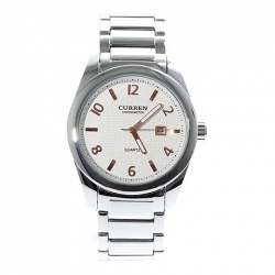 Amanda49 8048 Generous Leisure Time Waterproof Wrist Watch for Man (White and Gold)