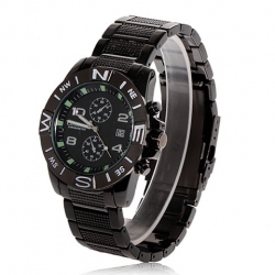 Amanda49 Fashion Waterproof Chronometer Watch w/ 3/4/8/10 Arabic Numeral Hour Marks - Black