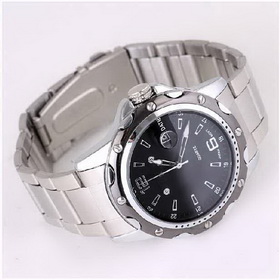 Amanda49 Fashion Waterproof Chronometer Watch w/ Calendar and Strip Hour Marks - Silver