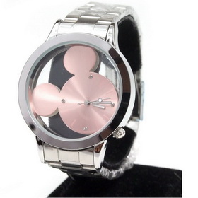 Amanda49 Fashion Round Case Wrist Watch with Pink Numerals