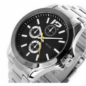 Amanda49 Fashion Waterproof Chronometer Watch w/ 1 Arabic Numeral and 11 Strips Hour Marks - Black