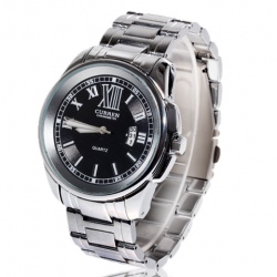 Amanda49 Calendar Display Quartz Watch w/ Special Hour Marks - Black Dial