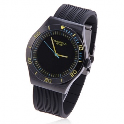 Amanda49 Fashion Round Case Wrist Watch with Yellow Numerals