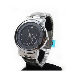 Amanda49 Stylish Round Black Dial Stainless Steel Japan Movt Wrist watch with 12 Strip Hour Marks F8068- White