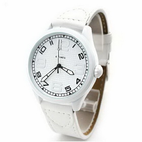 Amanda49 Man Leisure Leather Watchband Quartz Watch - White