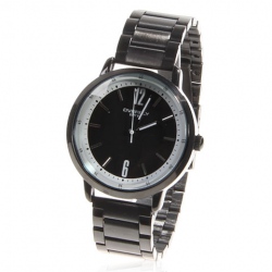 Amanda49 Stylish 8508 Round White Case Stainless Steel Wrist Watch with 2 White Arabic Numerals Hour Marks - Black