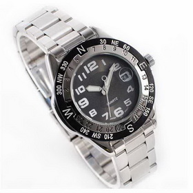 Amanda49 Fashion Waterproof Chronometer Watch w/ Black Dial & Date Display - Black