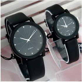 Amanda49 Stylish Diamond Hour Marks Leather Band Wristwatch