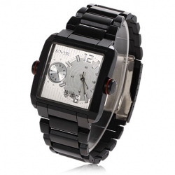 Amanda49 Charming Stainless Steel Watchband Watch with 2 Arabic Numerals-White Dial