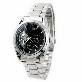 Amanda49 5062 Fashion and Generous Mechanical Wrist Watch for Male (Black and Silver)
