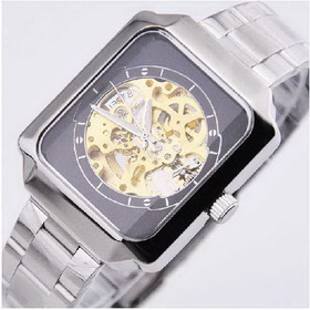 Amanda49 Fashion and Generous Square Style Mechanical Wrist Watch for Male (Black Chasis)