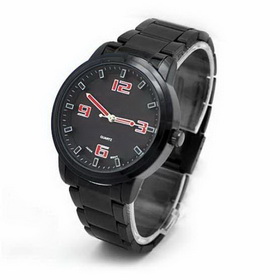 Amanda49 Chic Black Stainless Steel Watchband Quartz Watch