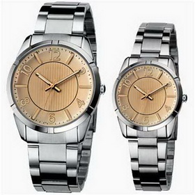 Amanda49 Metal Watchband Quartz Watch w/ 12 Arabic Numeral Hour Marks - Coffee Dial