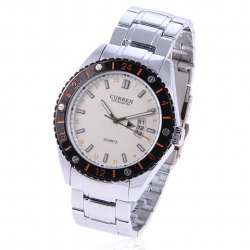 Amanda49 Stylish Round WhiteDial Stainless Steel Japan Movt Wrist watch with 12 Strip Hour Marks F8068- White
