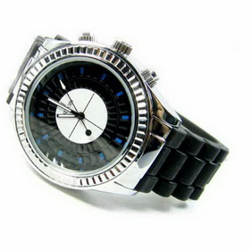 Amanda49 Fashion Chronometer Stainless Steel Watchband Wrist Watch with Date - Black Dial
