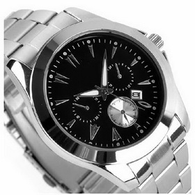 Amanda49 Stylish Men's Analogue Quartz Wrist Watch with Black Dial & Date Display - White