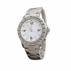 Amanda49 Stylish Round Dial 12 Roman Numerals Hour Marks Stainless Steel Wrist Band Wrist Watch - Silver