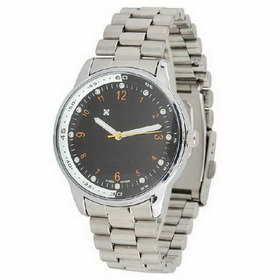 Amanda49 Chic Round Dial 12 Arabic Numerals Hour Marks Stainless Steel Wrist Band Wrist Watch For Men - Silver