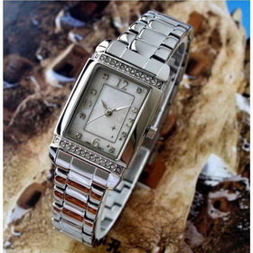 Amanda49 Charming Feminine Stainless Steel Watchband Watch w/ Crystal Rhinestones - Silver