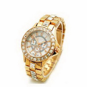 Amanda49 Elegant Luxurious Quartz Golden Diamonds Wrist Watch