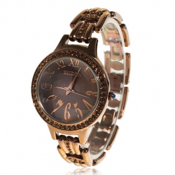 Amanda49 Women Korea Rhinestones Watch - Coffee
