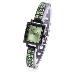 Amanda49 Chic Stainless Steel Watchband Quartz Watch with Square Dial for Female - Green