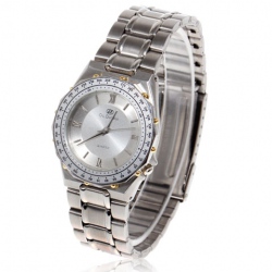 Amanda49 Chic Stainless Steel Watchband Quartz Watch with 4 Roman Numerals for Female - White