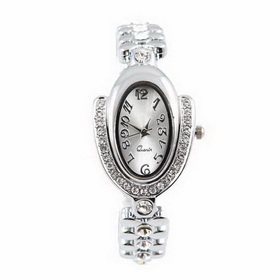 Amanda49 Charming Rhinestones & Roman Numeral Hour Marks Quartz Watch w/ Crystal Rhinestones for Feminine - Silver