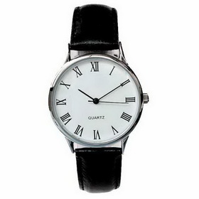 Amanda49 Stylish Quartz Wrist Watch with 12 Roman Numerals & Silver Case for Girls - Black