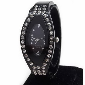 Amanda49 Chic Feminine Quartz Wrist Watch w/ Silver Stainless Steel Watchband (Black)