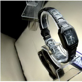 Amanda49 Chic A1095L Square Dial Steel Wrist Watch with Strips Hour Marks for Women - Black