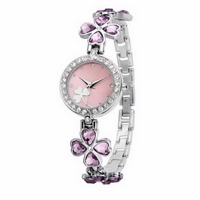Amanda49 Chic Feminine Quartz Wrist Watch w/ Silver Stainless Steel Watchband (Pink)