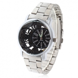 Amanda49 Chic A1333 Round Black Dial Waterproof Stainless Steel Wrist Watch with Numerals Hour Marks for Women - White