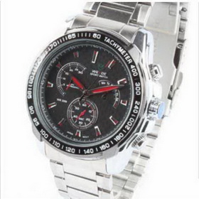 Amanda49 Chic W255 Round Dial Stainless Steel Wrist Watch with 3 Red Dials Decoration for Women - Silver