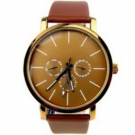 Amanda49 Chic W255 Round Dial Stainless Steel Wrist Watch with 3 Dials Decoration for Women - Orange Dial