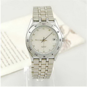 Amanda49 Chic Round Dial Stainless Steel Automatic Mechanical Wrist Watch with Date Function for Women - Silver