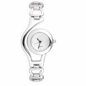 Amanda49 Chic Round Dial Stainless Steel Wrist Watch for Women - White Dial