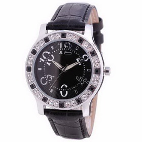 Amanda49 Chic A1098L Round Dial Steel Wrist Watch with Dials Decoration for Women - Black