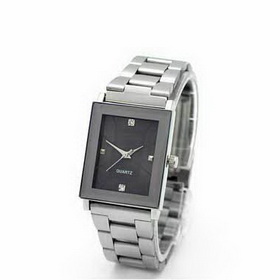 Amanda49 Chic A1095L Square Dial Steel Wrist Watch with Strips Hour Marks for Women - Silver